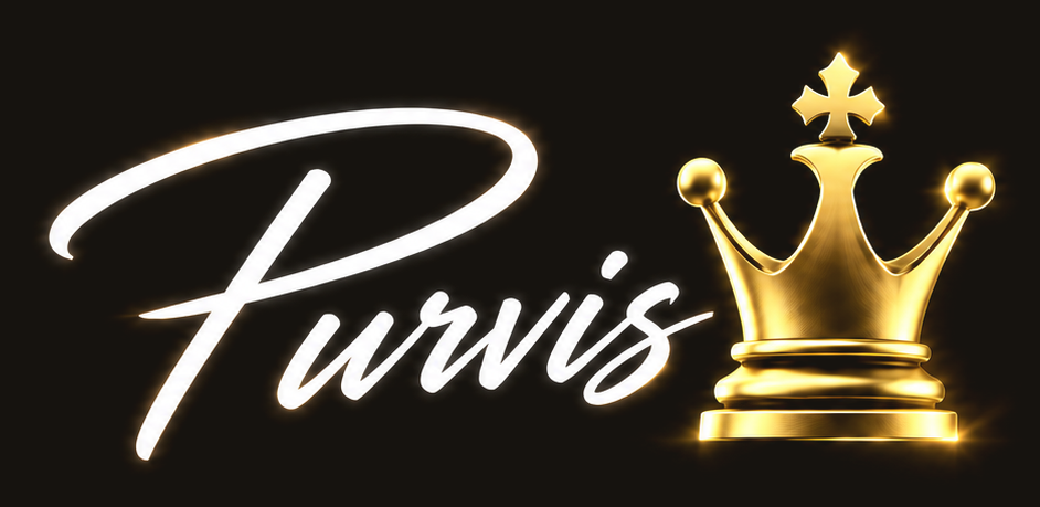 Purvis logo: the name Purvis in white script beside a gold crown